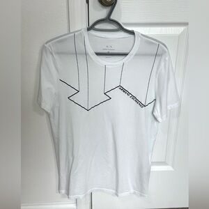 Armani Exchange White Men's Tee with Graphic Design